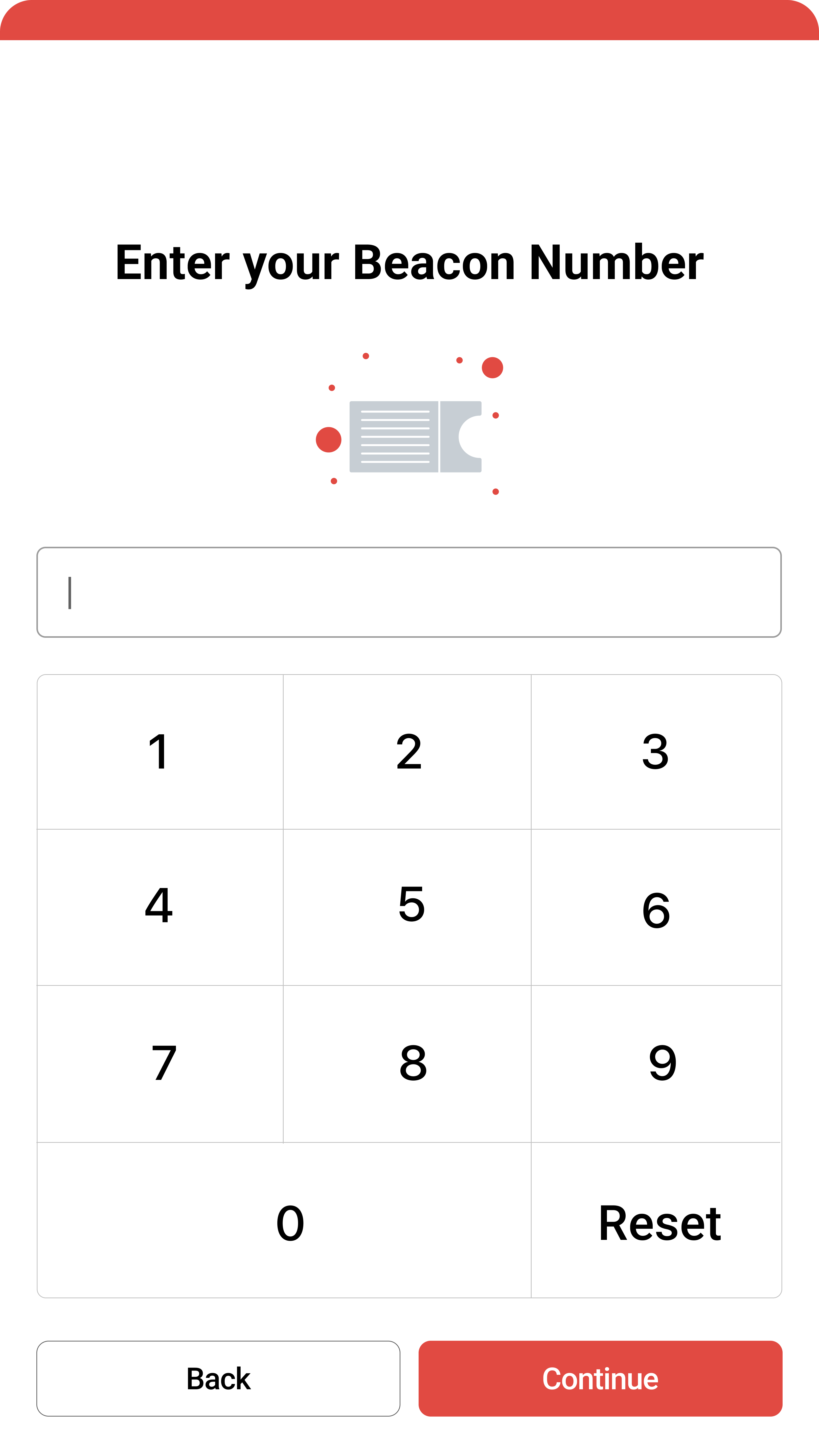 Enter your Beacon Number screen